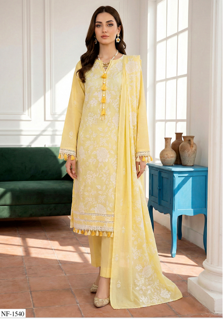Noor-e-Fajar AYRA NF-1540 Embroidered Lawn Suit 3 Piece | Luxury Lawn Collection Pakistan