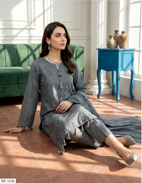 Noor-e-Fajar AYRA NF-1538 Embroidered Lawn Suit 3 Piece | Luxury Lawn Collection Pakistan