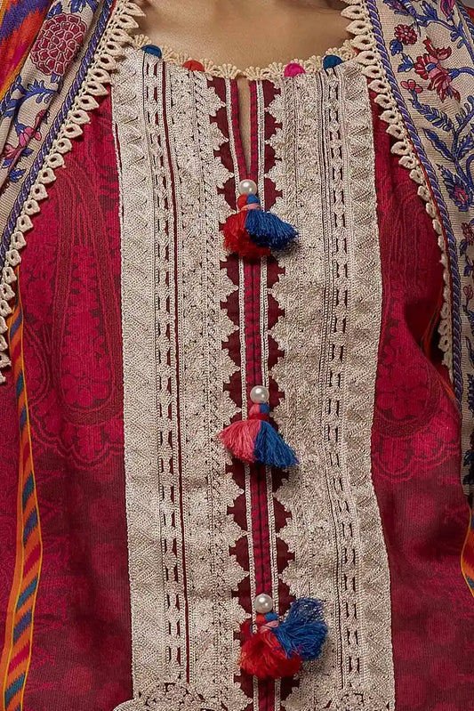 Printed Corduroy Suit with Printed Cotton Net Dupatta BY GUL AHMED V02 – CD 42001