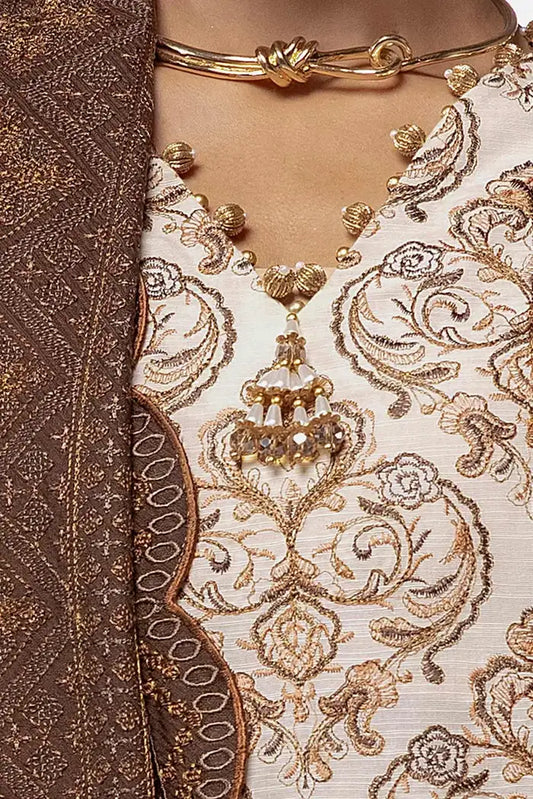 Embroidered Khaddar Suit with Twill Cotton Linen Dupatta BY GUL AHMED V02 – CV 42011