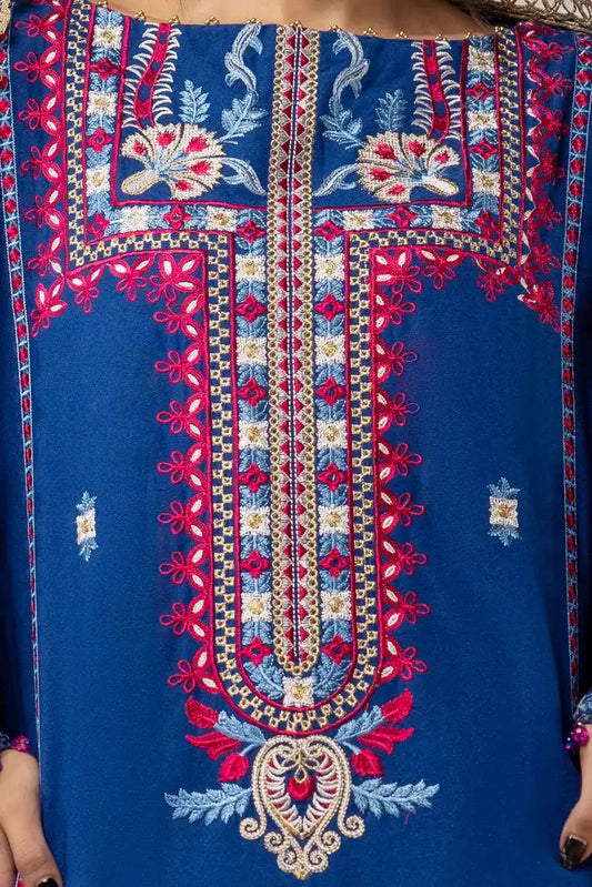 Embroidered Karandi Suit with Gold and Lacquer Printed Karandi Dupatta BY GUL AHMED V02 – AY42010