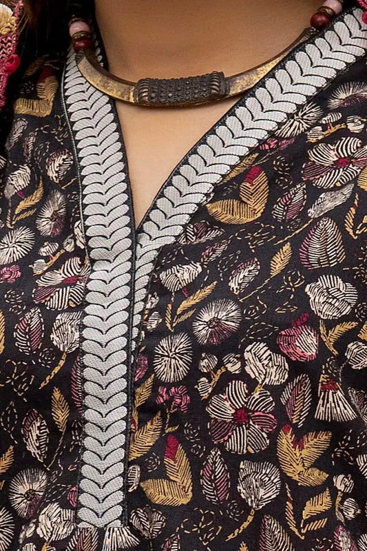 Printed Khaddar Suit with Embroidered Twill Cotton Linen Dupatta BY GUL AHMED V02 – CV 42012