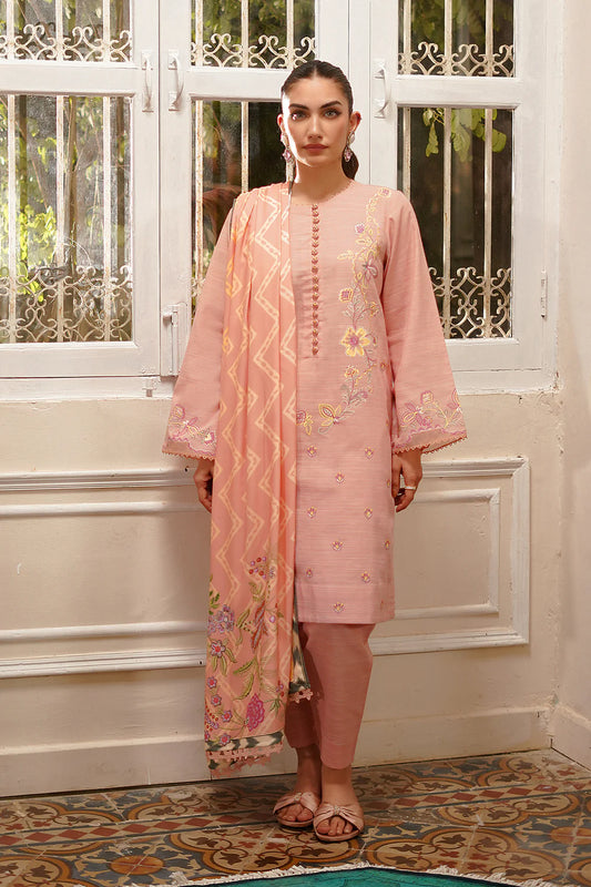 PRINTED + EMBROIDERED KHADDAR AUTUMN WINTER BY SAHAR – Pink Peony