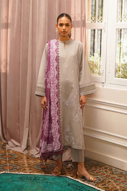 PRINTED + EMBROIDERED KHADDAR AUTUMN WINTER BY SAHAR – Smoky Amethyst
