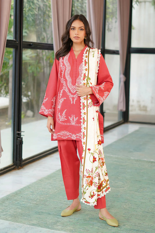 PRINTED + EMBROIDERED KHADDAR AUTUMN WINTER BY SAHAR – Sunset Rust