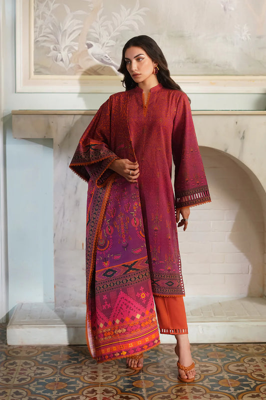 PRINTED KHADDAR AUTUMN WINTER BY SAHAR – Magenta Euphoria