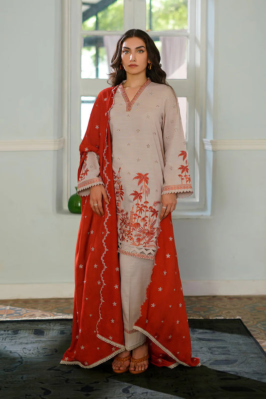 EMBROIDERED KHADDAR AUTUMN WINTER BY SAHAR – Copper Cascade