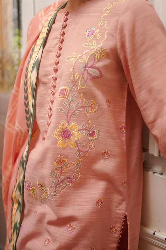 PRINTED + EMBROIDERED KHADDAR AUTUMN WINTER BY SAHAR – Pink Peony