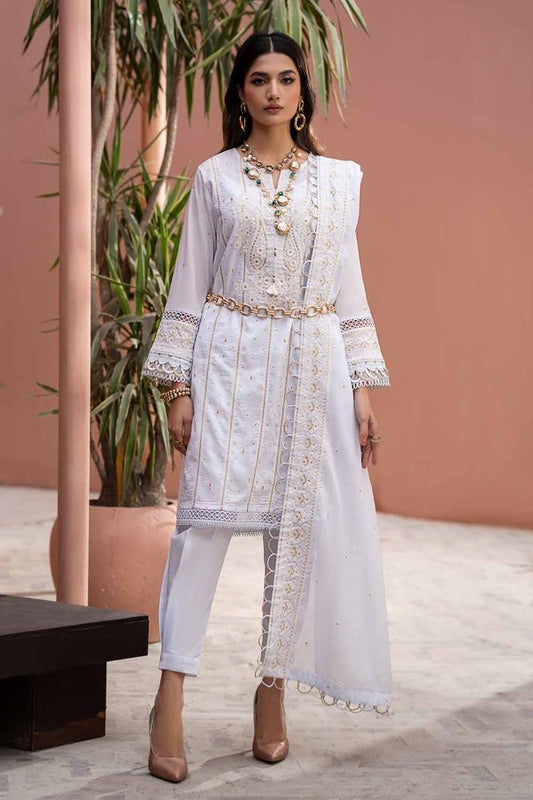 3PC Embroidered Lawn Unstitched Suit with Embroidered Denting Lawn Dupatta DN-42019
