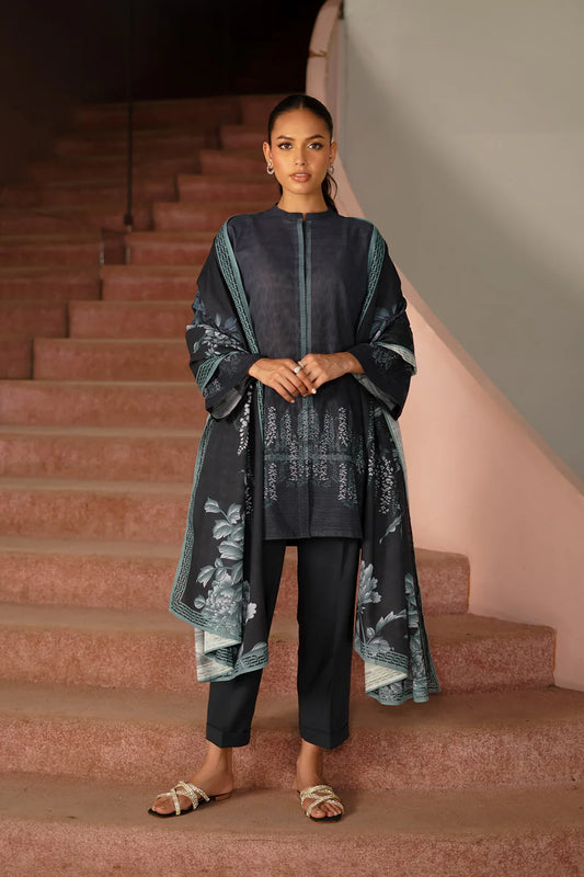 PRINTED KHADDAR AUTUMN WINTER BY SAHAR – Celestial Blue