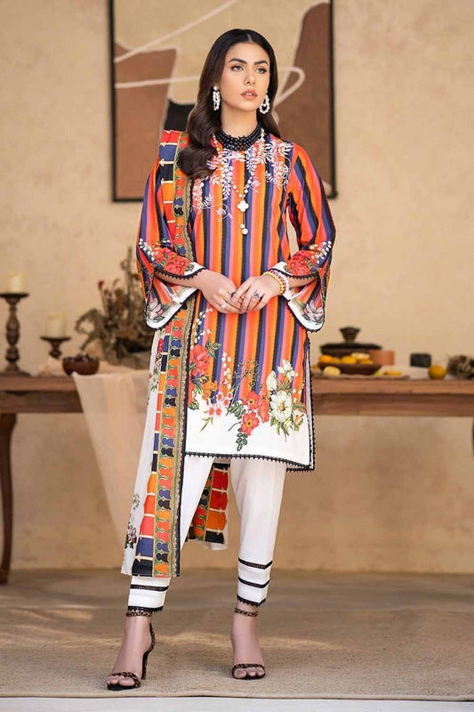 3PC Printed Embroidered Lawn Unstitched Suit CL-42136