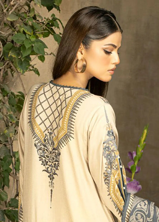 Embroidered Cotail Suit with Printed Twill Cotton Linen Dupatta BY GUL AHMED V02 – CV 32014