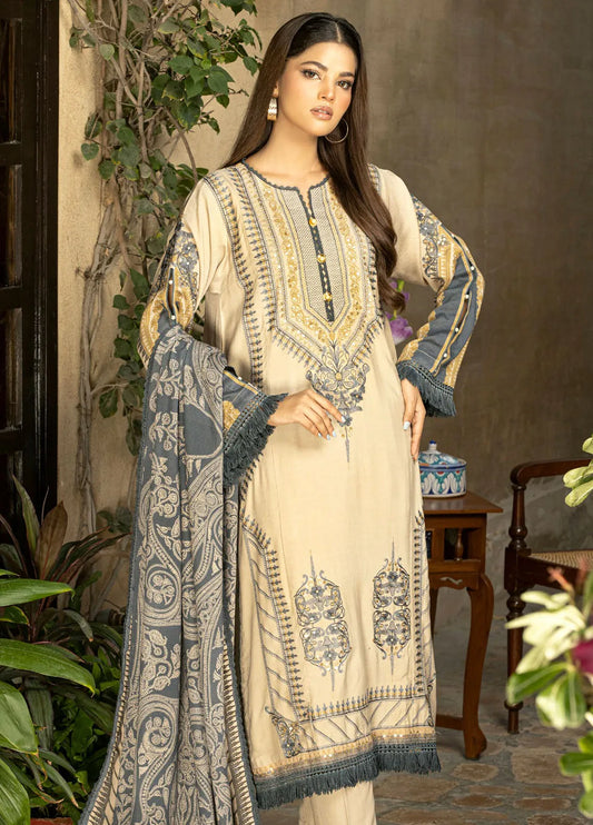 Embroidered Cotail Suit with Printed Twill Cotton Linen Dupatta BY GUL AHMED V02 – CV 32014