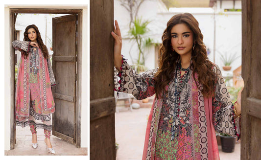 Charizma Andaaz Unstitched Lawn Suit 3 Piece Vol-1 Design CH-04 | Embroidered Lawn with Chiffon Dupatta Pakistan