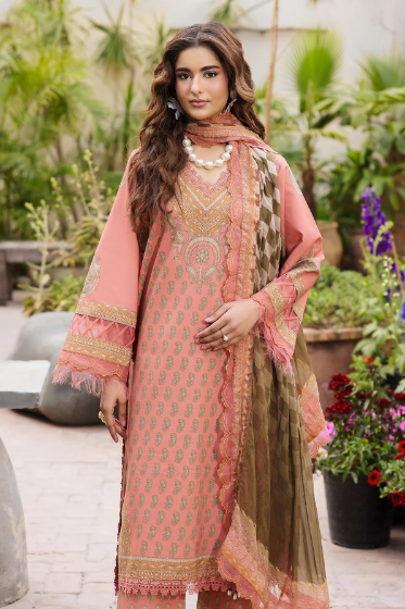 Charizma Andaaz Unstitched Lawn Suit 3 Piece Vol-1 Design CH-07 | Embroidered Lawn with Chiffon Dupatta Pakistan