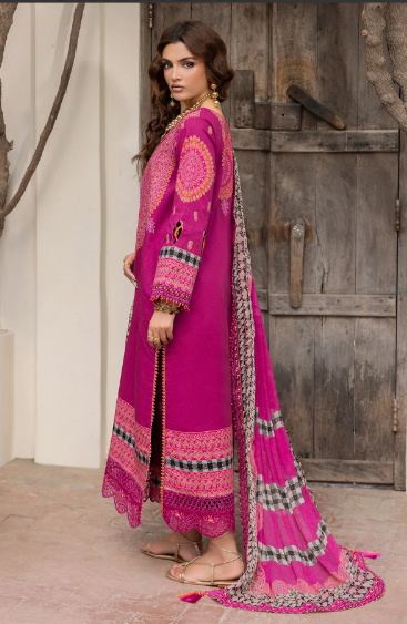 Charizma Andaaz Unstitched Lawn Suit 3 Piece Vol-1 Design CH-01 | Embroidered Lawn with Chiffon Dupatta Pakistan