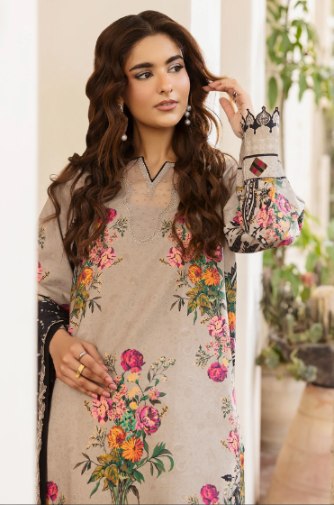 Charizma Andaaz Unstitched Lawn Suit 3 Piece Vol-1 Design CH-08 | Embroidered Lawn with Chiffon Dupatta Pakistan