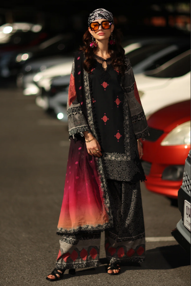 Charizma Andaaz Unstitched Lawn Suit 3 Piece Vol-1 Design CH-05 | Embroidered Lawn with Chiffon Dupatta Pakistan