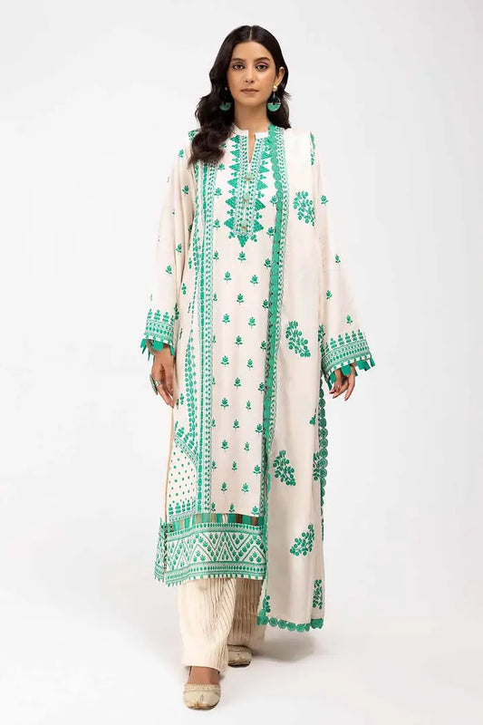 Embroidered Karandi Suit with Embroidered Karandi Dupatta BY GUL AHMED V02 – AY42008