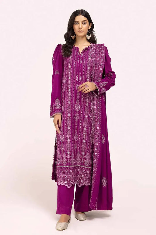 Embroidered Karandi Suit with Embroidered Karandi Dupatta BY GUL AHMED V02 – AY42009