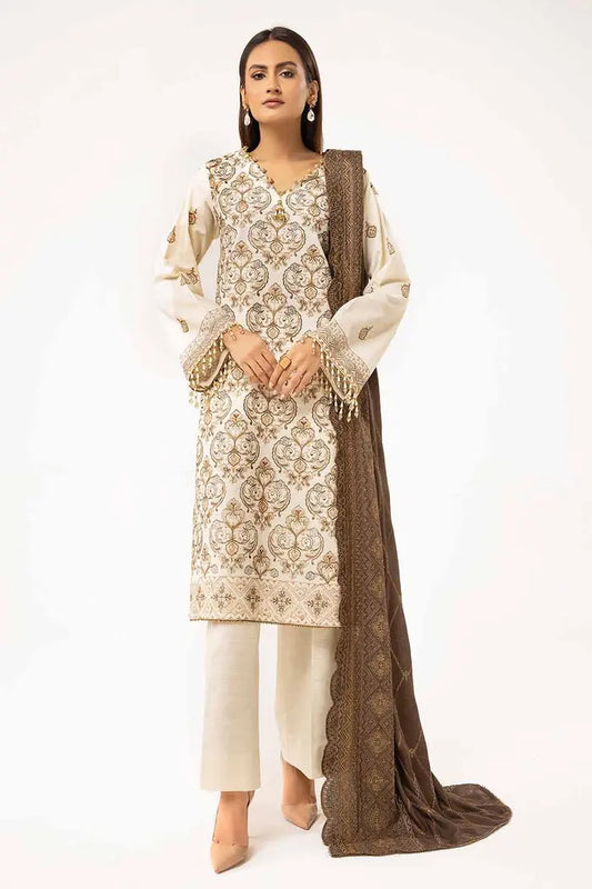 Embroidered Khaddar Suit with Twill Cotton Linen Dupatta BY GUL AHMED V02 – CV 42011