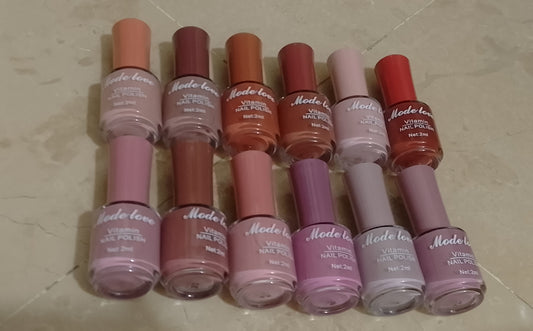 12 Pcs Nude Shades High Pigmented Big Size Nail Polish Set 20ml