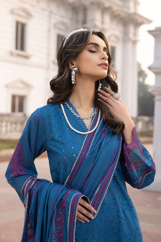 03 Piece Unstitched Embroidered Lawn With Embroidered Lawn dupatta