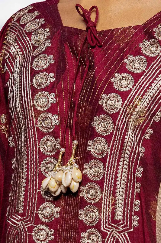 Embroidered Jacquard Suit with Embroidered Pashmina Dupatta BY GUL AHMED V02 – AP42019