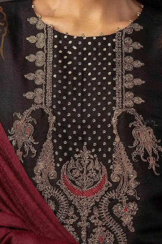 Embroidered Jacquard Suit with Pashmina Shawl BY GUL AHMED V02 – AP42027