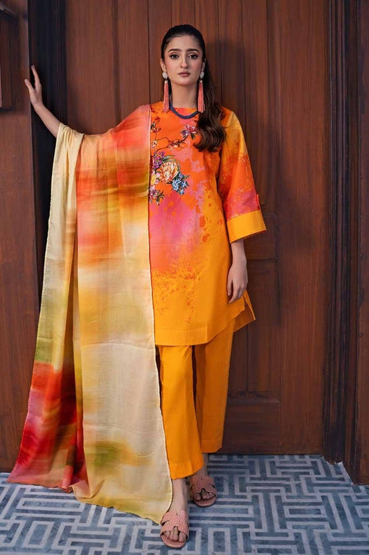 3PC Printed Lawn Unstitched Suit CL-42022 A