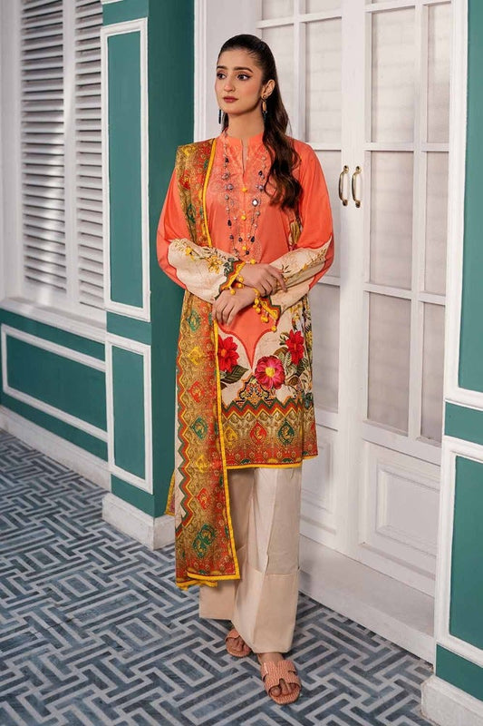 3PC Printed Lawn Unstitched Suit CL-42098