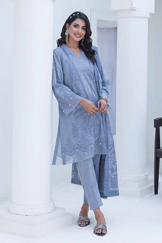 3PC Chambray Jacquard Unstitched Suit MJ-42032