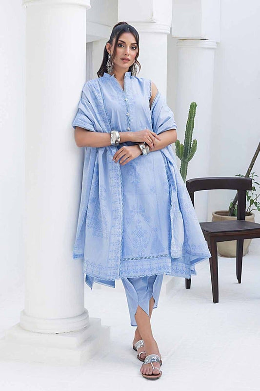 3PC Chambray Jacquard Unstitched Suit MJ-42008