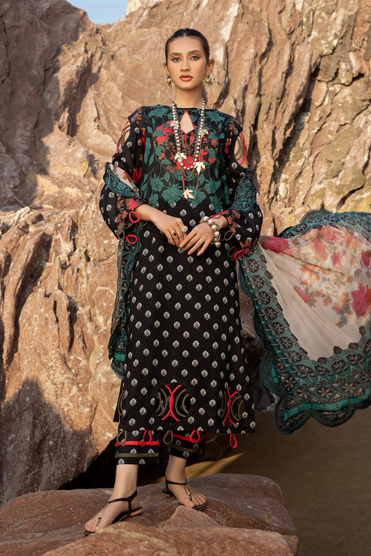 3-Pc Unstitched Printed Lawn with Embroidered Chiffon Dupatta PM4-16A