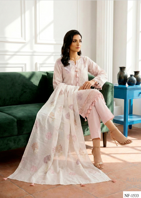 Noor-e-Fajar AYRA NF-1533 Embroidered Lawn Suit 3 Piece | Luxury Lawn Collection Pakistan