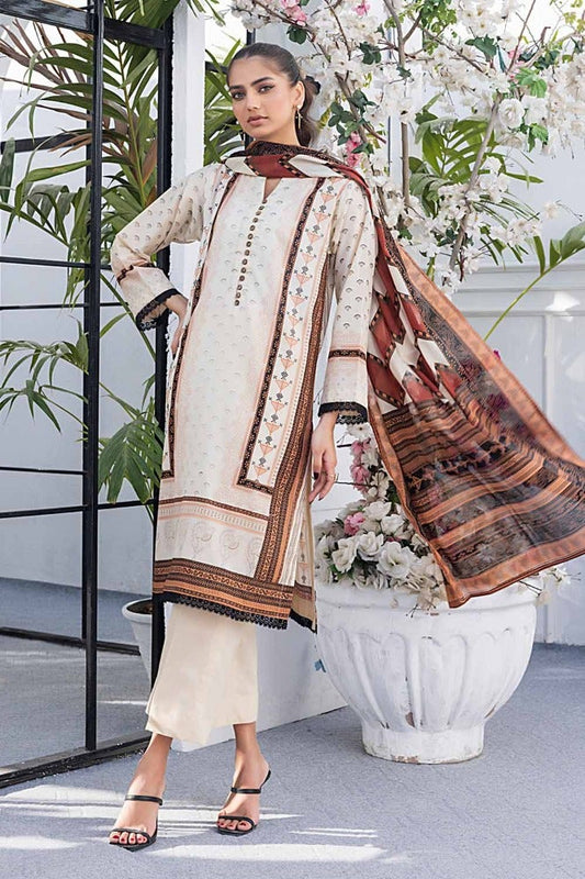 3PC Printed Lawn Unstitched Suit CL-42204 B