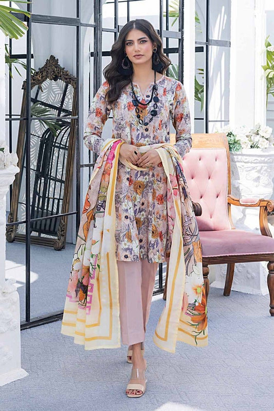 3PC Printed Lawn Unstitched Suit CL-42100 A