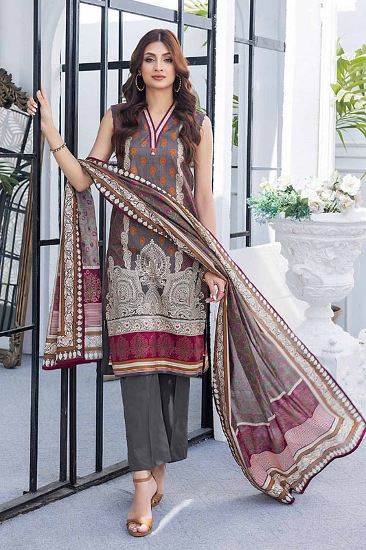 3PC Printed Lawn Unstitched Suit CL-42123 A