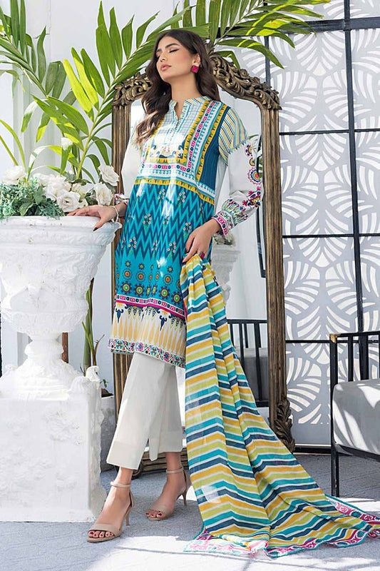 3PC Printed Lawn Unstitched Suit CL-42167 B