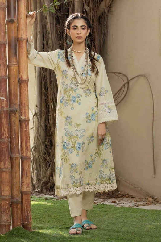 2PC Embroidered Printed Lawn Unstitched Suit with Croatia Laces TL-42015