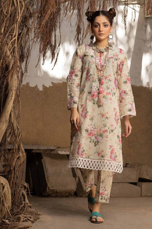 2PC Embroidered Printed Lawn Unstitched Suit with Croatia Laces TL-42014