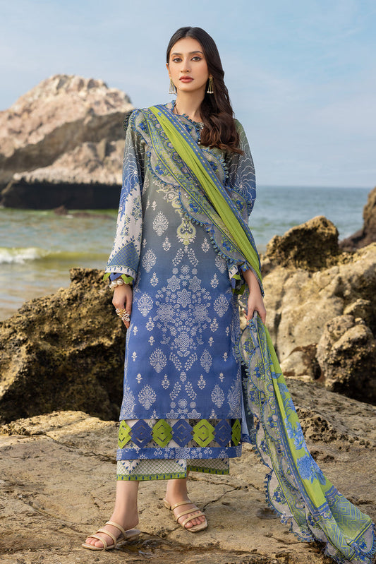 3-Pc Unstitched Printed Lawn with Embroidered Chiffon Dupatta PM4-22