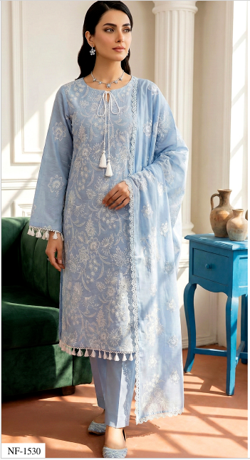 Noor-e-Fajar AYRA NF-1530 Embroidered Lawn Suit 3 Piece | Luxury Lawn Collection Pakistan