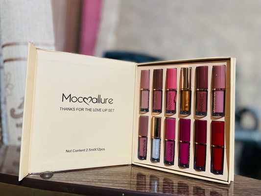 12 Pcs Mocallure Transparent Clear Lip Gloss | High Pigment Lipgloss Set | Best Quality Lipgloss Set