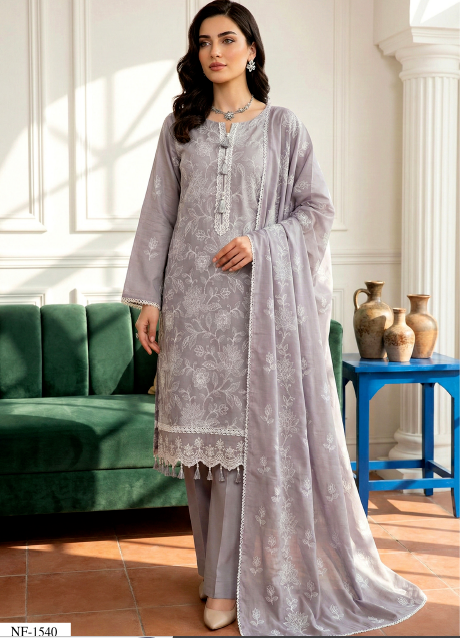 Noor-e-Fajar AYRA NF-1540 Embroidered Lawn Suit 3 Piece | Luxury Lawn Collection Pakistan