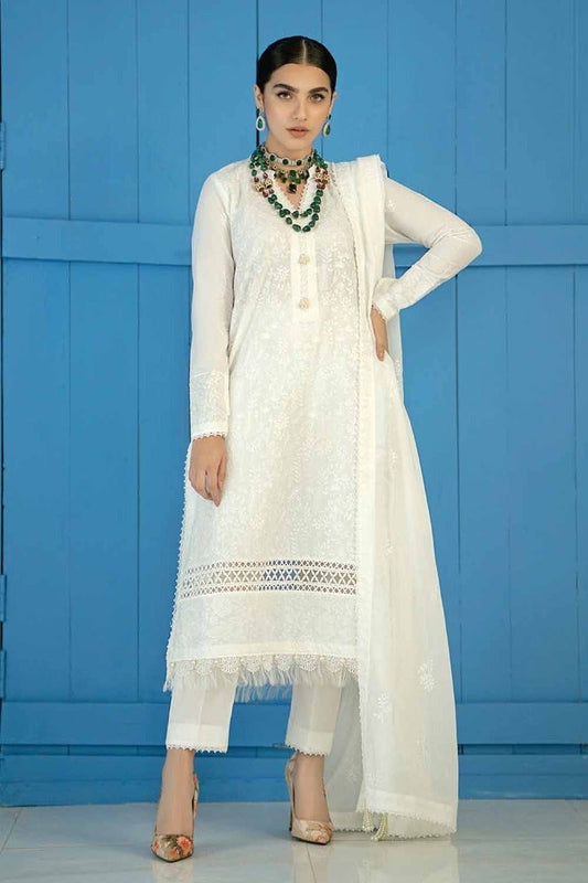 3PC Embroidered Lawn Unstitched Suit with Embroidered Denting Lawn Dupatta DN-42001