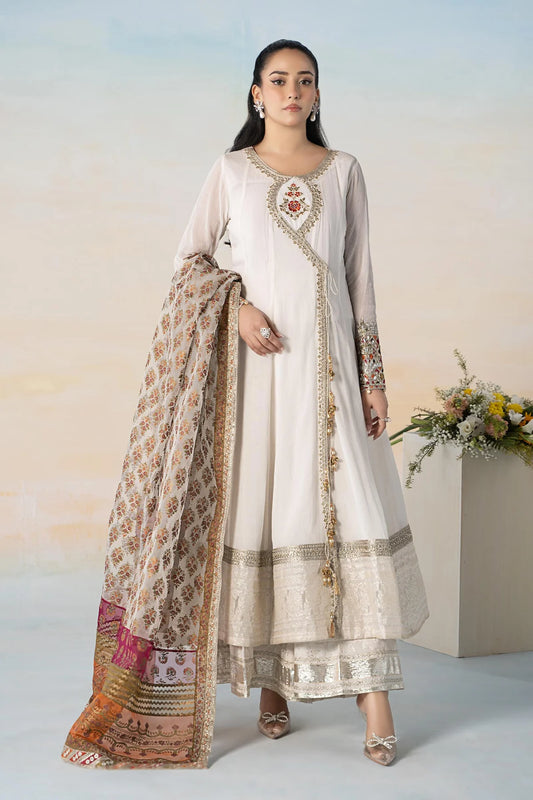 3 PIECE EMBROIDERED RAW SILK SUIT