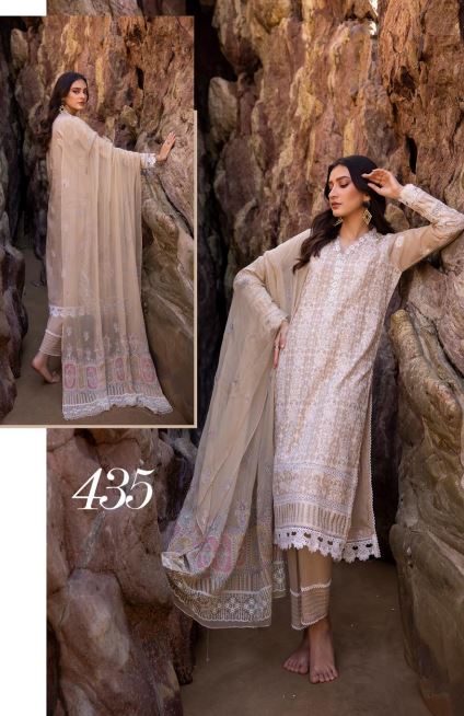 SHAISTA LAWN EMBROIDERED SUIT 435 BEIGE