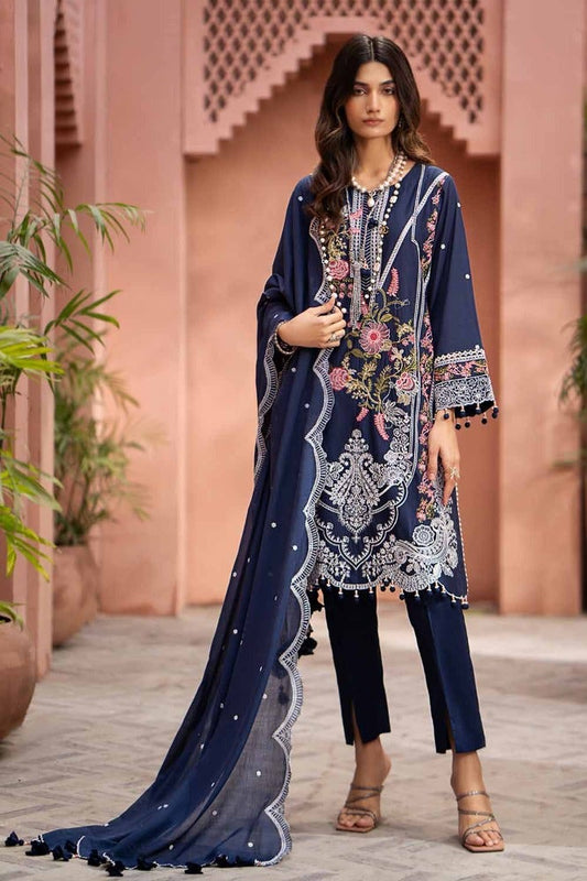 3PC Embroidered Lawn Unstitched Suit with Embroidered Denting Lawn Dupatta DN-42012