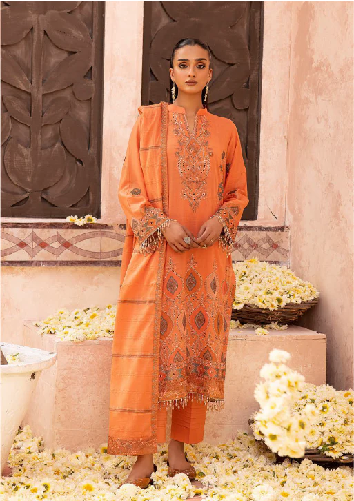 549 | 3PC Unstitched Lawn Embroidered Collection Luxury By Shaista